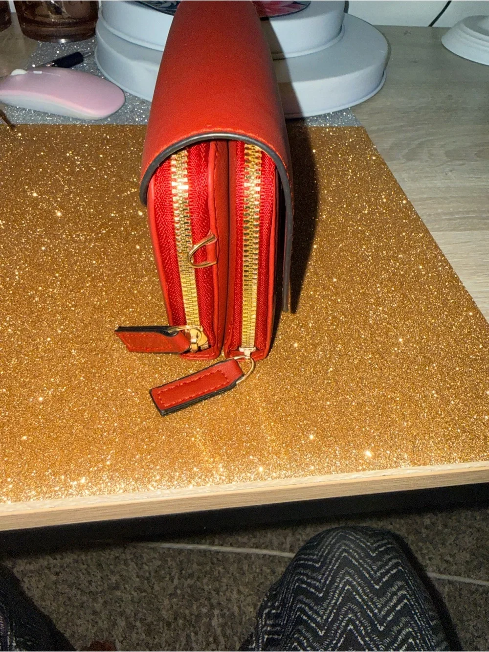 Forever Young Red Wristlet Clutch with Gold Accent